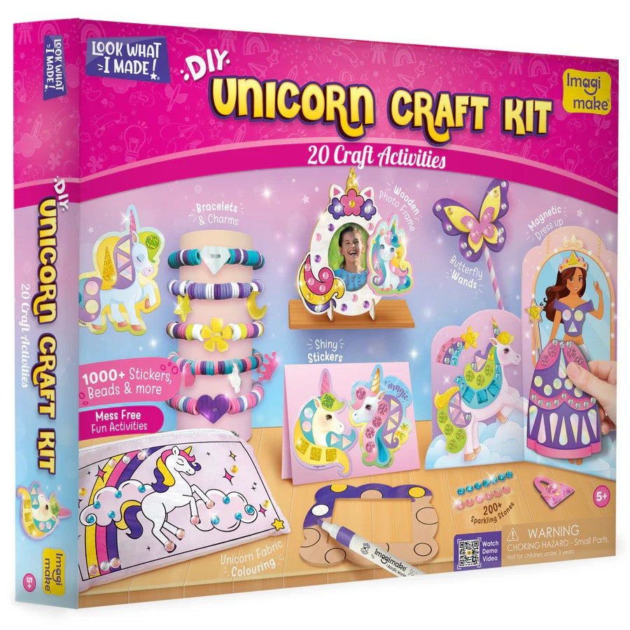 Imagimake Unicorn Craft Kit – 20+ Creative & Mess|Free Activities: Painting, Coloring, Bracelet Making, Magnetic Dress|Up – Art & DIY Kit for Girls 5|10 Years, Birthday Gift, Multicolor
