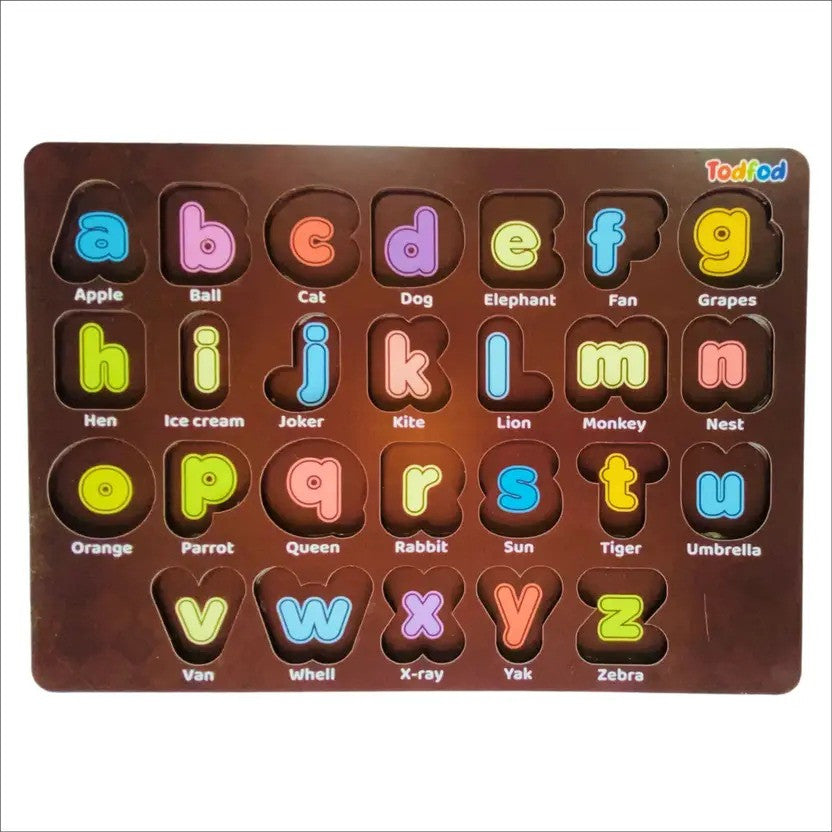 Alphabet silicone mold with colorful letters and names on a white background