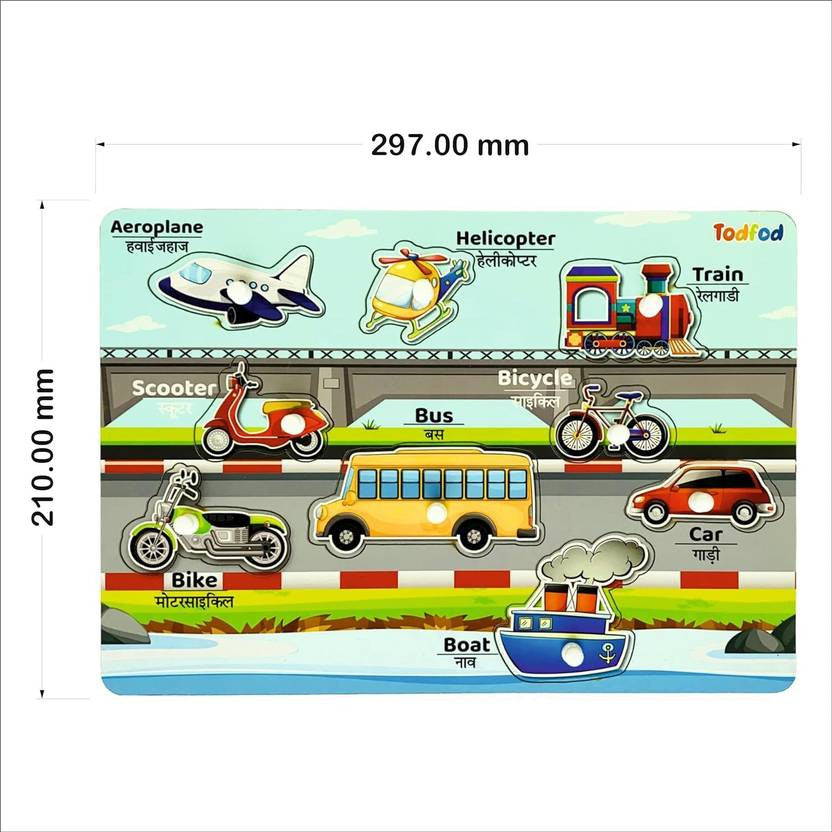 Chart showing various modes of transportation with labels and dimensions.