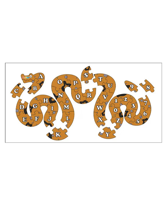 Set of puzzle pieces shaped like letters of the alphabet on a white background