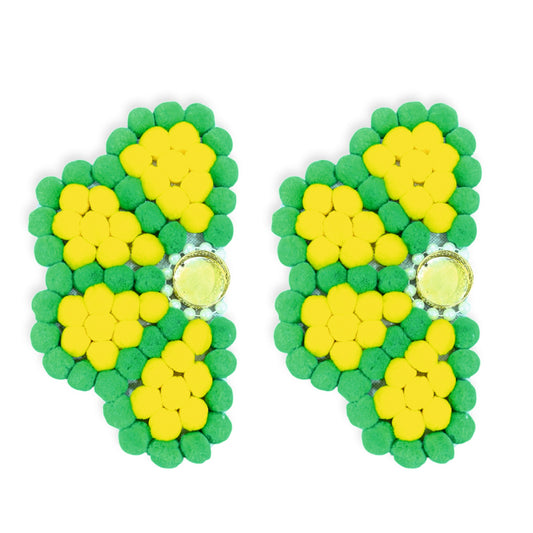 Smaran Traditional Flower Staircase Rangoli with Tealight Holder Set|Handmade Decorative Floor Art with Beads & Embellishments for Home, Main Entrance, Pooja Room, Mandir