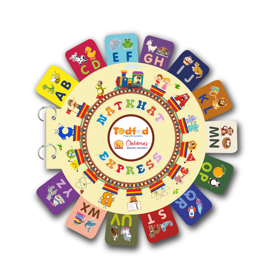 Todfod Natkhat Express Alphabet Learning Book for Kids, Fun Early Education A to Z Activity Book with Colorful Pictures | Durable Ring|Bound Activity Toy for Preschool Toddlers