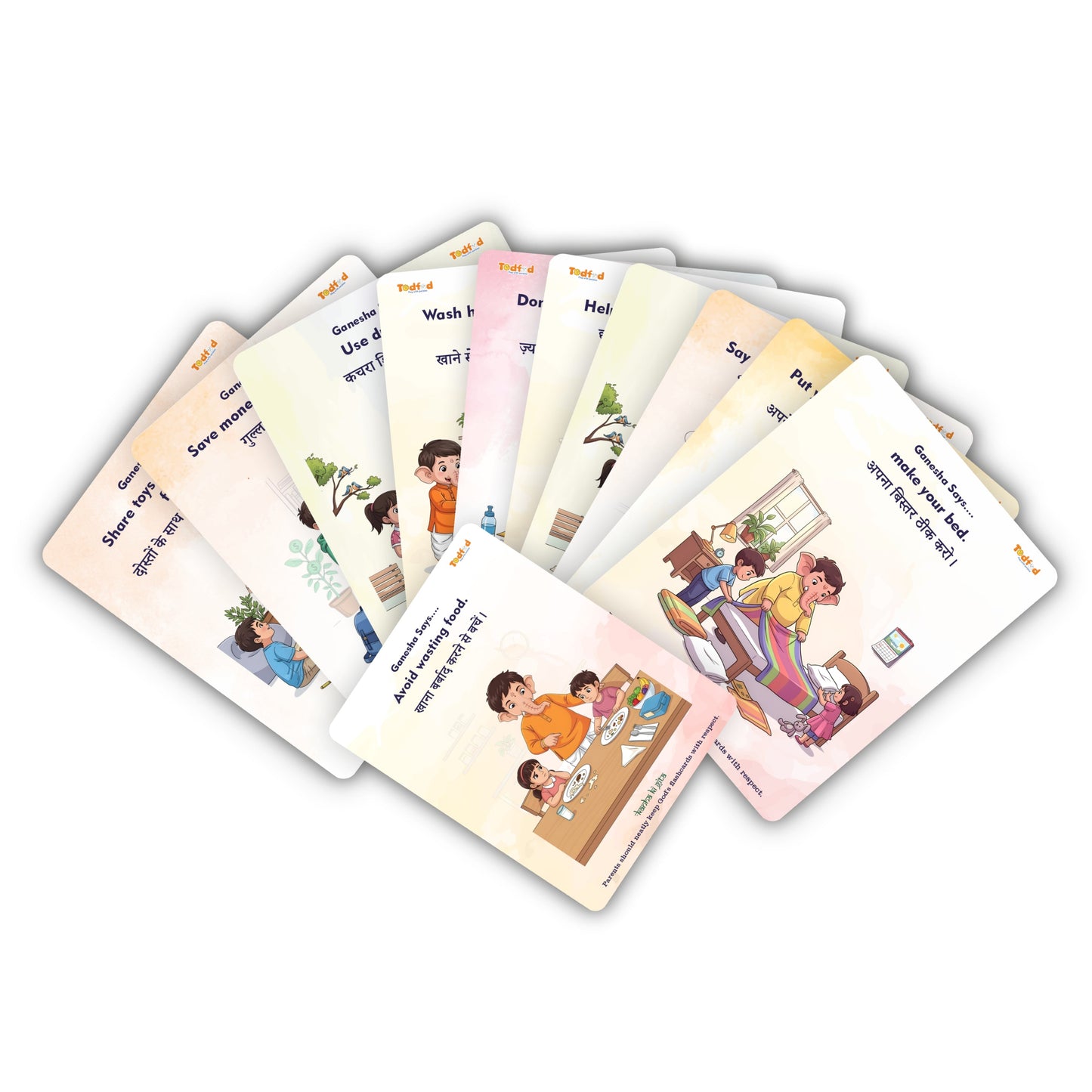 Todfod Good Habit by Krishna Flash Cards | Moral Values & Positive Habits Learning Cards for Kids | Educational Illustrated Flashcards for Early Childhood Development