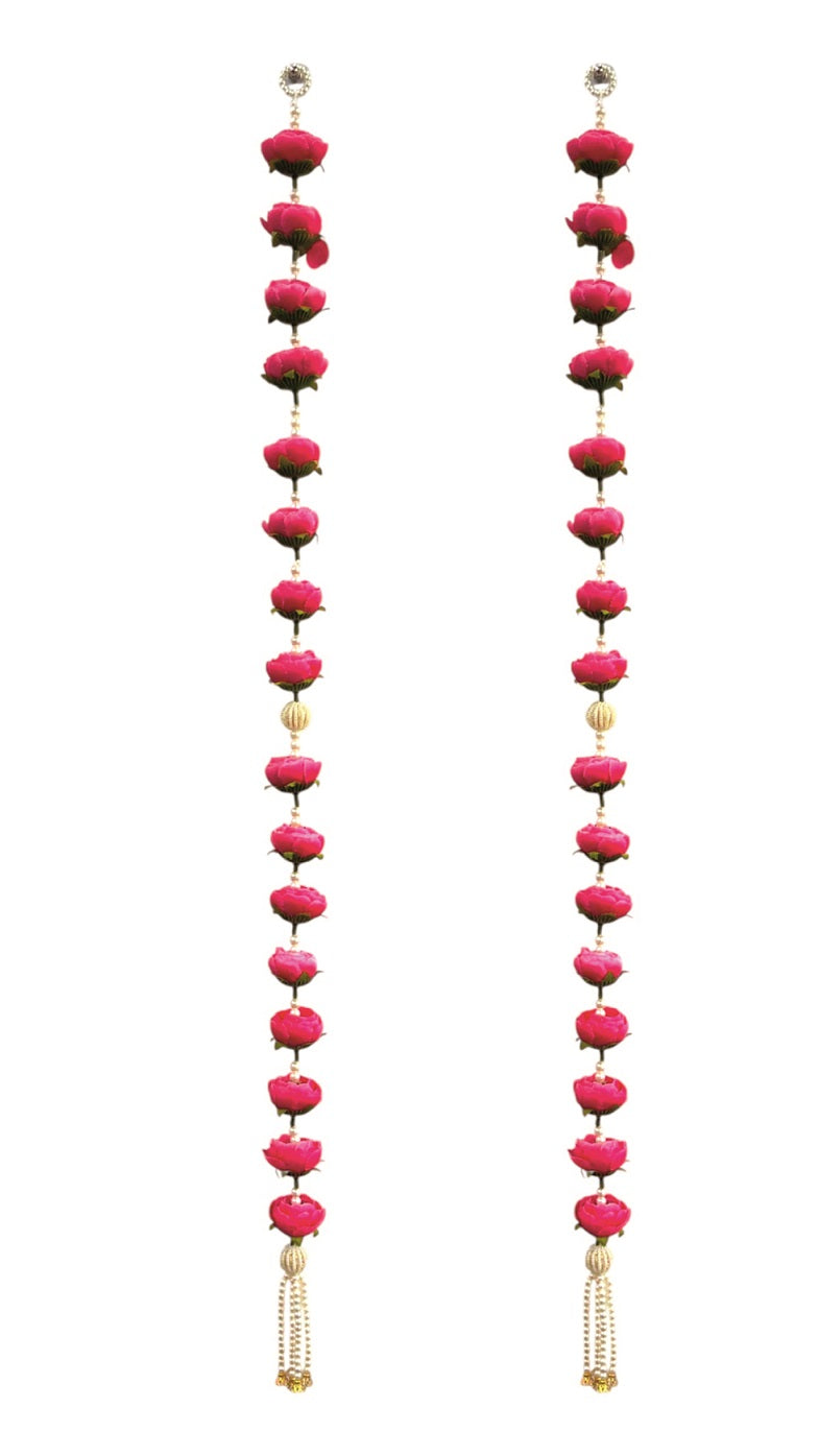 Smaran Handmade Peony Rose & Beaded Floral Latkan – Artificial Flower Tassel for Mandir Decoration, Festive Door Hanging, Wedding Backdrop, Home Temple Decore (Peony Rose & Beaded Floral Latkan)