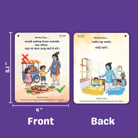 Two educational posters showing front and back views with illustrations and text.