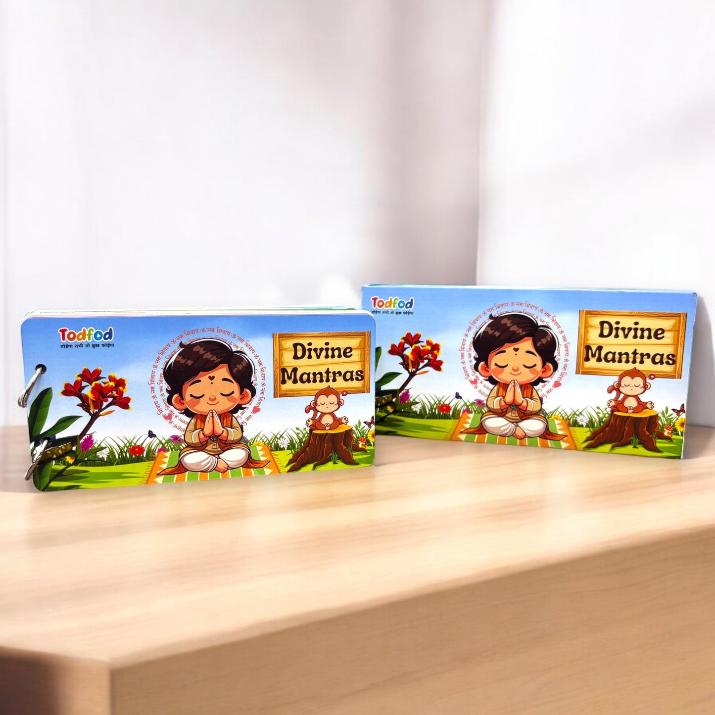 Todfod Divine Mantras Spiritual Learning Flashcards Set with Hindi and English Meaning & Todfod Hanuman Chalisa Pocket Book in 4 Languages (Hindi, English, Gujrati & Sanskrit)