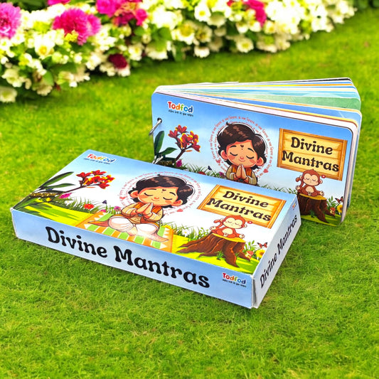 Todfod Divine Mantras Spiritual Learning Flashcards Set with Hindi and English Meaning | Bilingual Vedic Chanting Cards for Kids, Beginners, Yoga, Meditation & Daily Practice