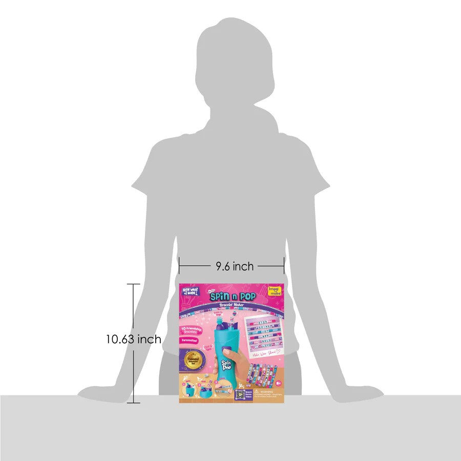 Measurement chart showing a product box with dimensions relative to a person's height.