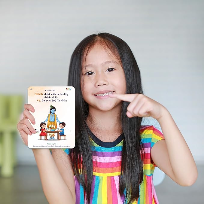 Todfod Personalized Good Habit Flashcards | Bilingual English-Hindi Learning Cards | Custom with Child's Photo & Name | 32 Educational Cards for Toddlers Ages 2-6 Years