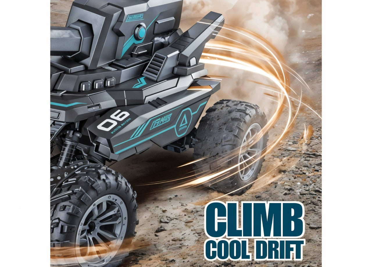 TodFod Remote Control Battle Tank Car – All-Terrain RC Combat Vehicle with 360° Rotating Movement, LED Lights, Durable Off-Road Wheels, Rechargeable Battery, Grey RC Tank for Kids