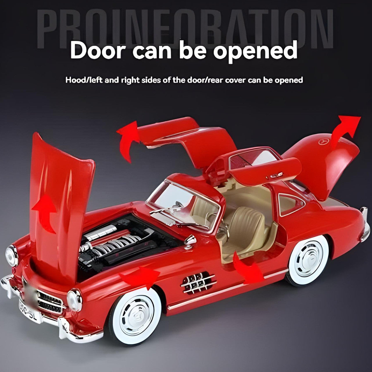 Todfod Vintage Mercedes-Benz 300 SL AMG Diecast Model Car (1:24 Scale, Red)