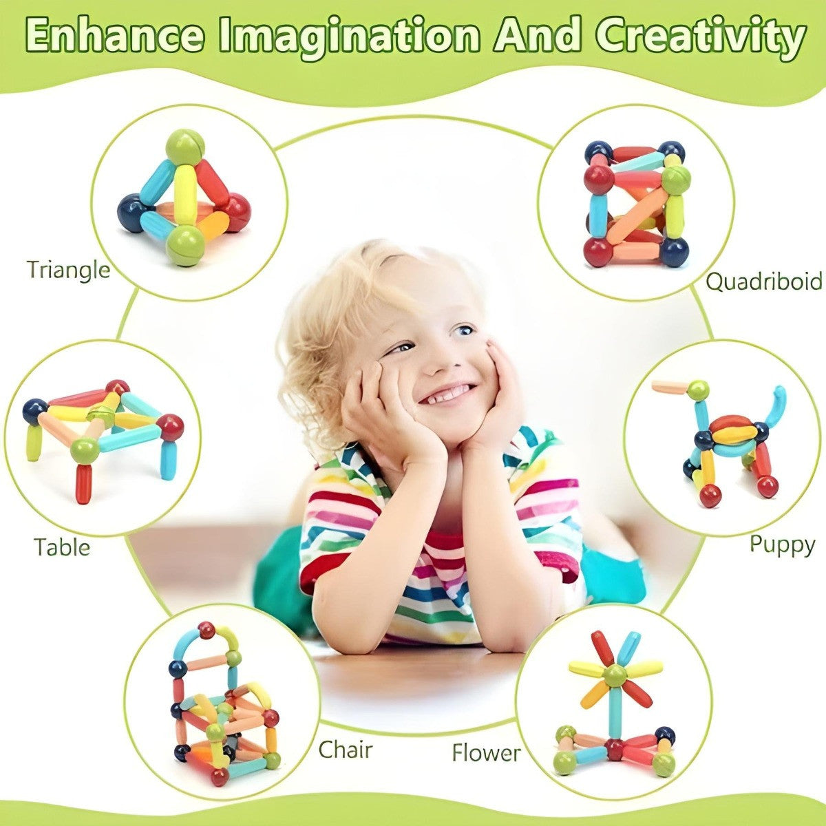 Todfod Magnetic Building Sticks Construction Set – 36 Piece STEM Educational Toy with Strong Magnets, Colorful Magnetic Rods & Balls, 3D Building Blocks for Kids’ Creativity & Brain Development