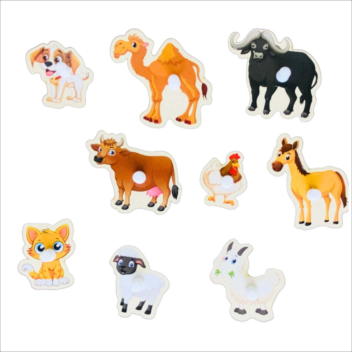 Set of colorful animal stickers on a white background