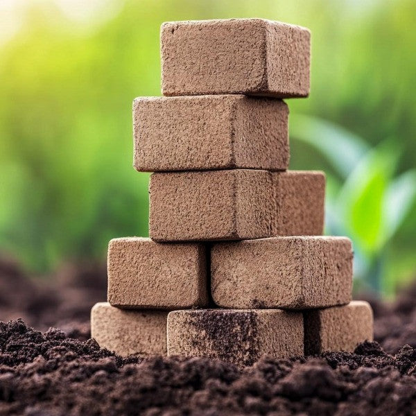 Cocopeat Bricks - 5 KG (Expands Upto 75 litres, 10.5 x 15 cm) - Organic Fertilizer and Soil Manure Potting Mixture for Home Gardening and Potted Plants