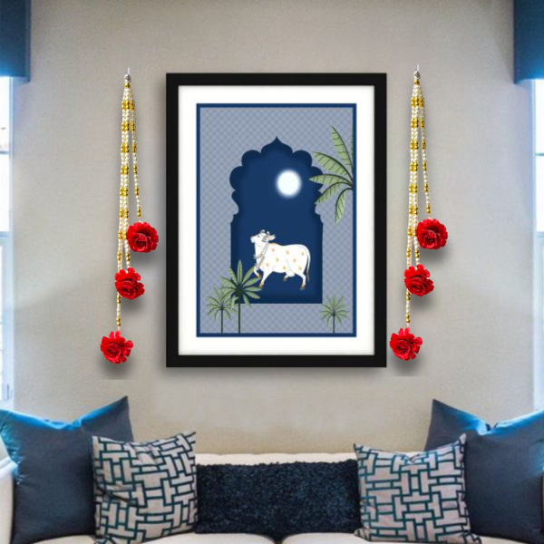 Smaran Traditional Door & Wall Hanging Latkan for Decoration Handmade Artificial Rose Flower and Golden Beads Latkan for Festival, Pooja, Wedding, Home and Office Decoration