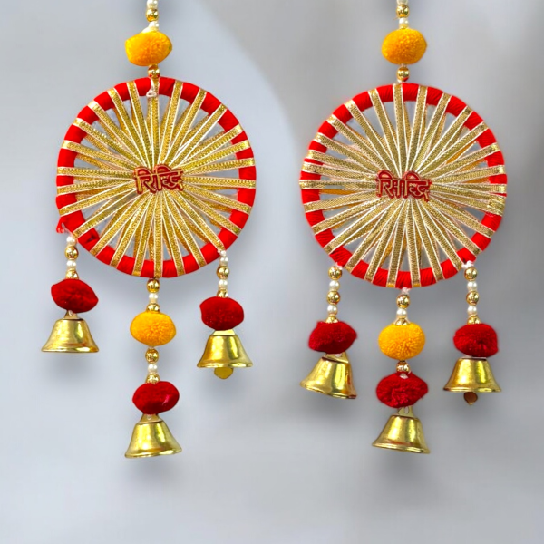 Smaran Ridhi Sidhi Door Hangings Handmade Wall Door Side Torans | Latkan Jhumar Bandhwar for Home Entrance | Traditional Festival, Diwali, Navratri, Wedding Decoration (Set of 2) (Ridhi-Sidhi)