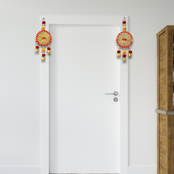 Smaran Ridhi Sidhi Door Hangings Handmade Wall Door Side Torans | Latkan Jhumar Bandhwar for Home Entrance | Traditional Festival, Diwali, Navratri, Wedding Decoration (Set of 2) (Ridhi-Sidhi)