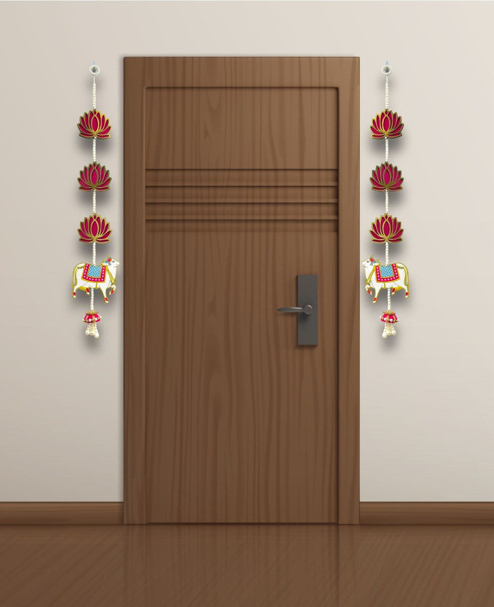 Smaran Cow Lotus Door Wall Latkan Hangings for Diwali, Navratri, Pooja, Festival Home, Office Decoration Traditional Handmade Hanging Main Door Entrance Decorative Toran