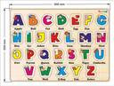 Wooden alphabet puzzle with letters A to Z on a white background