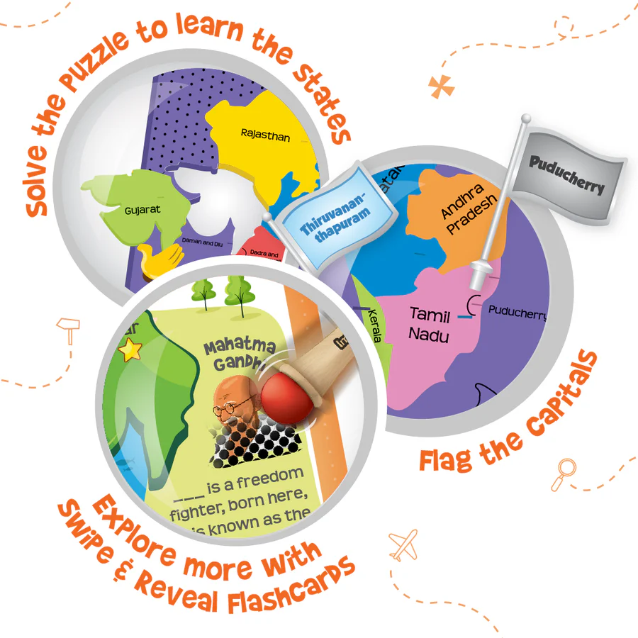 Mapology India With Flags and Flash Card