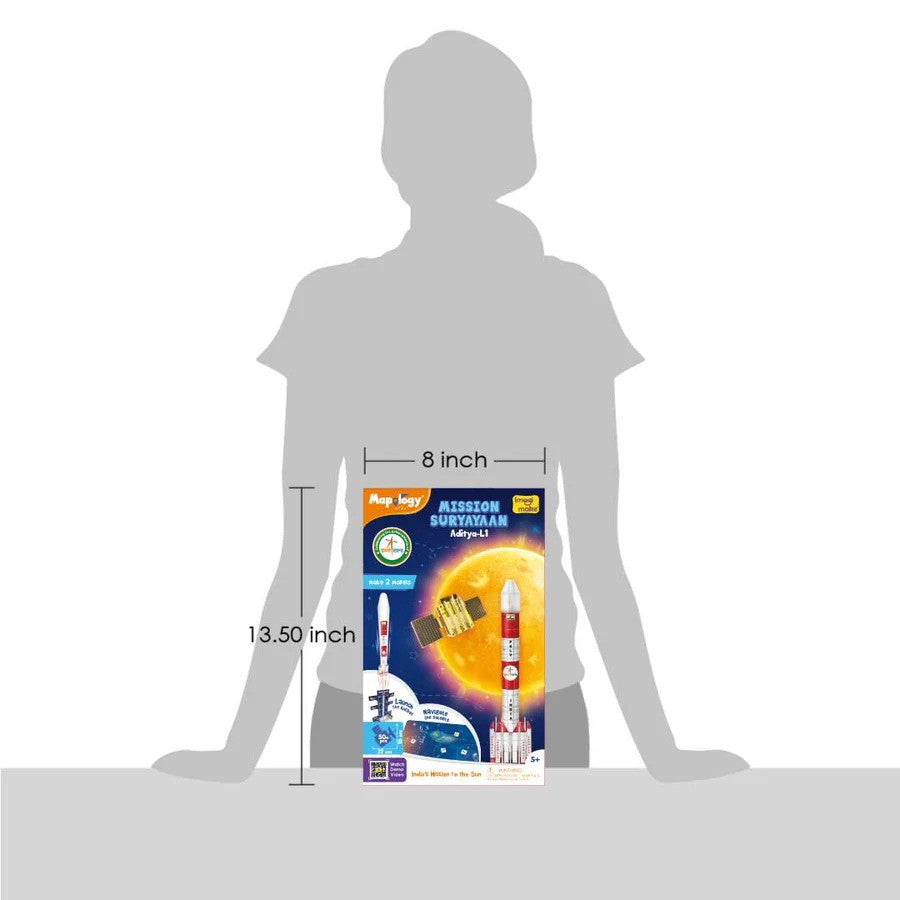 Model rocket and packaging with a silhouette of a person for scale on a white background