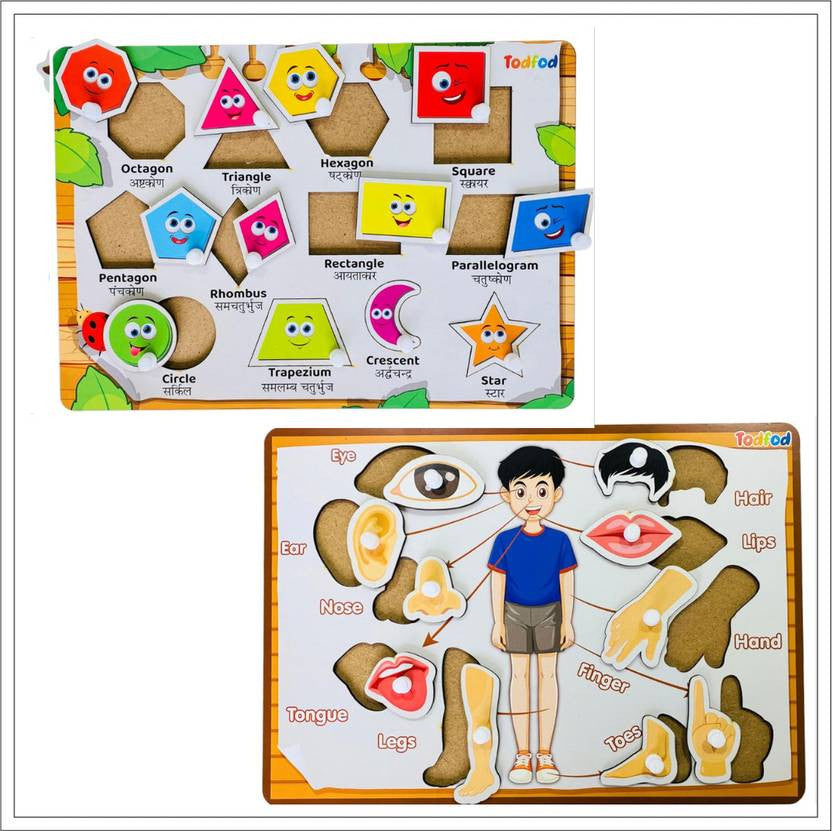 Todfod Puzzles Body Parts & Shapes Characters For Kids
