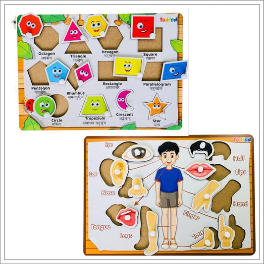 Todfod Puzzles Body Parts & Shapes Characters For Kids

