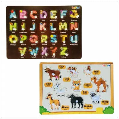 Alphabet and animal-themed educational boards for children