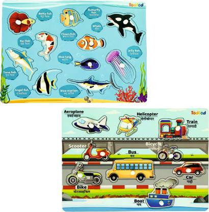 TodFod Wooden Jigsaw Puzzles - Fish & Vegetable Characters