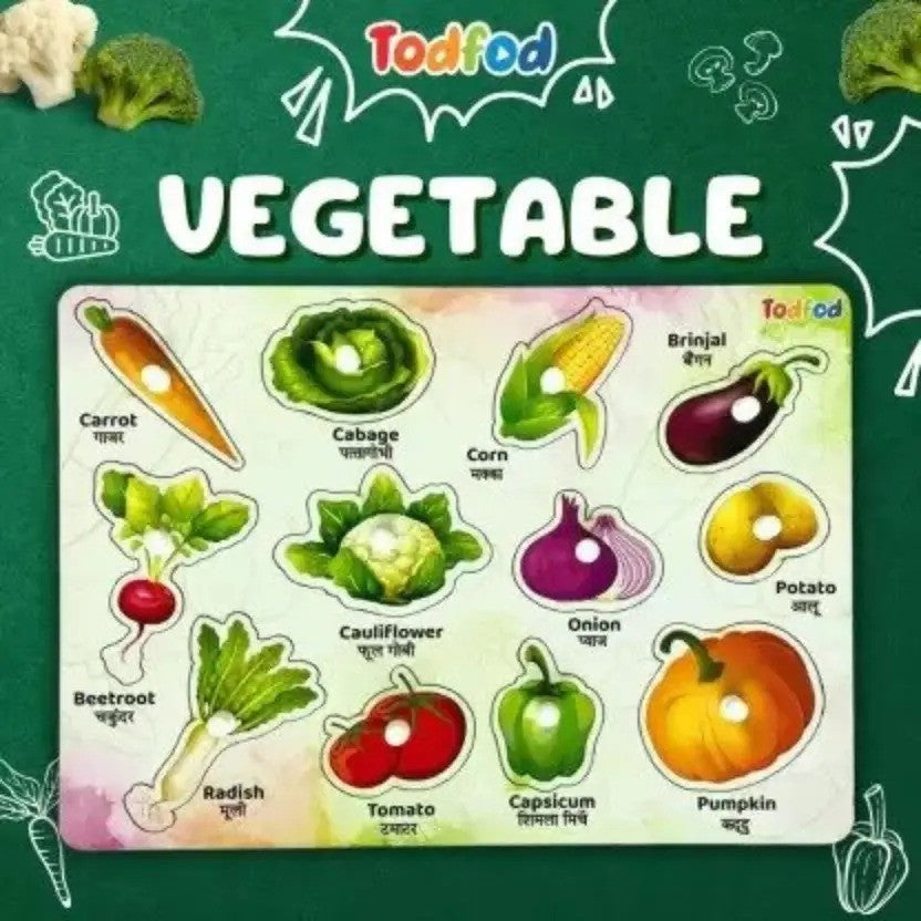 TodFod Wooden Jigsaw Puzzles Vegetable Characters for Kids