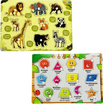 Todfod Wooden Jigsaw Puzzles  Wild Animal Shapes Characters for Kids