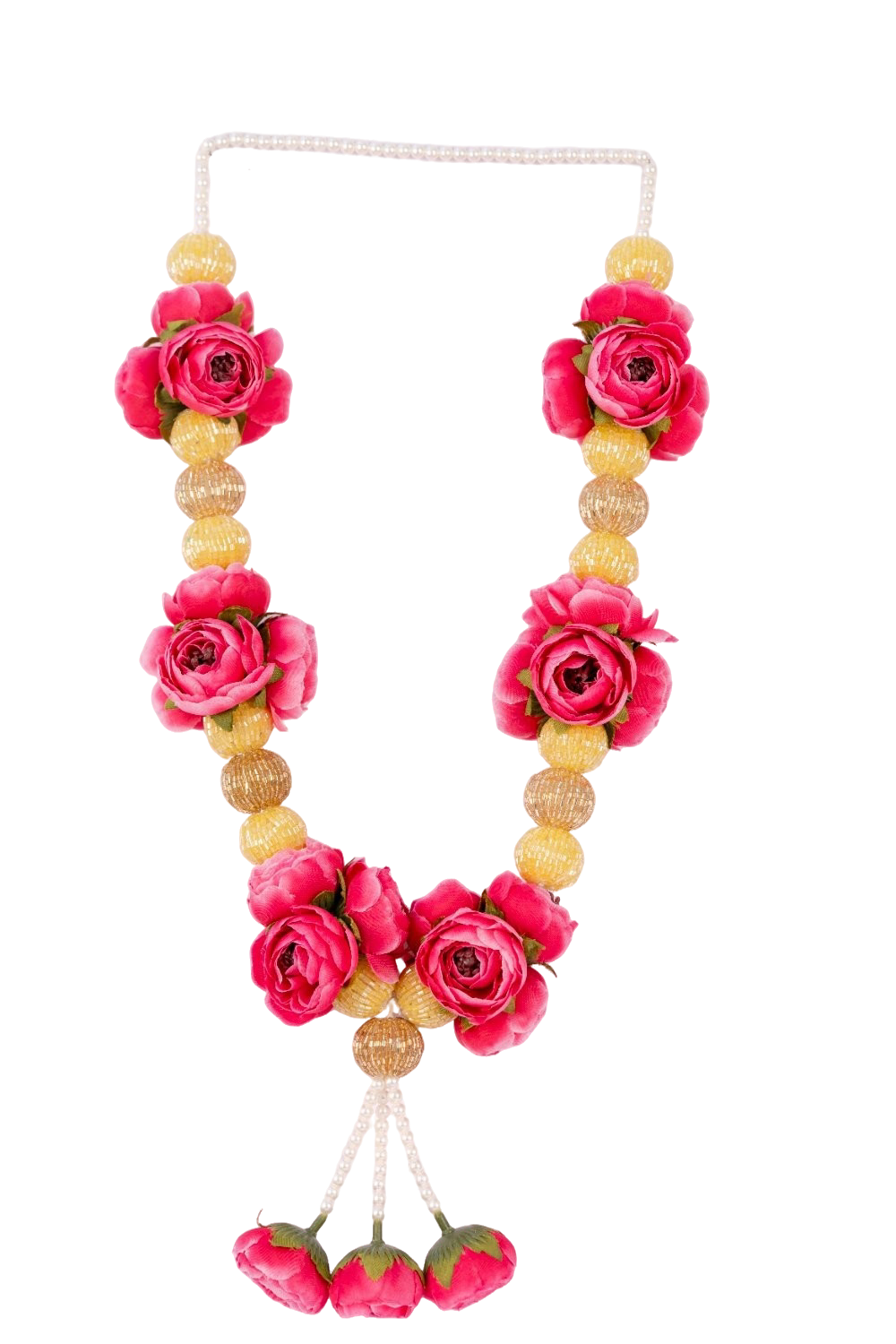 Smaran Rose Peony & Golden Ball Garland Medium | Handcrafted Decorative Floral Toran for Pooja Room, Door, Wedding Backdrop, Festival & Home Decor