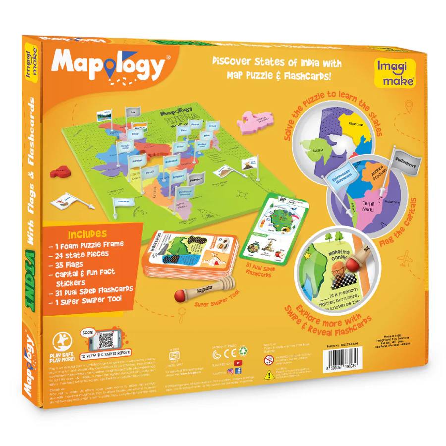 Mapology India With Flags and Flash Card