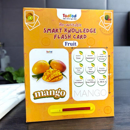 Todfod Re-writable Smart Knowledge Flash Cards for Kids, Educational Early Learning Toy for Toddlers, Preschool, Nursery, and Kindergarten (Fruits, Numbers & Vagetable)