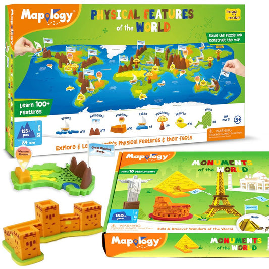 Imagimake Mapology | Political & Physical World Map Puzzle, Learn World Map Puzzle with Flags & Capitals, Educational Toy | Puzzles for Kids for Age 5 Years+, Best Gift for Boys & Girls
