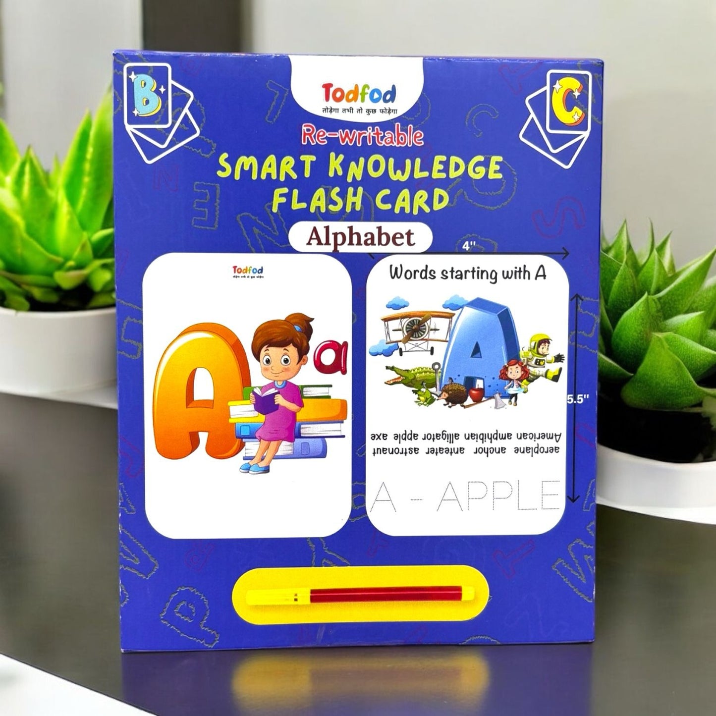 Todfod Re-writable Smart Knowledge Flash Cards for Kids, Educational Early Learning Toy for Toddlers, Preschool, Nursery, and Kindergarten (Alphabets)