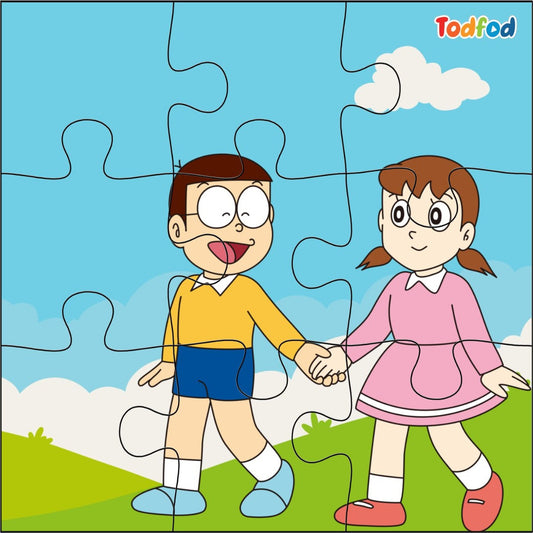 Todfod 6|in|1 Wooden Jigsaw Puzzle Set for Kids | Doraemon Cartoon Characters | 54 Pieces | Educational & Fun | Safe & Non|Toxic
