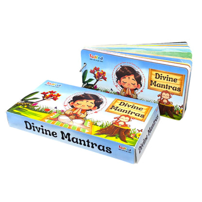 Todfod Divine Mantras Spiritual Learning Flashcards Set with Hindi and English Meaning | Bilingual Vedic Chanting Cards for Kids, Beginners, Yoga, Meditation & Daily Practice
