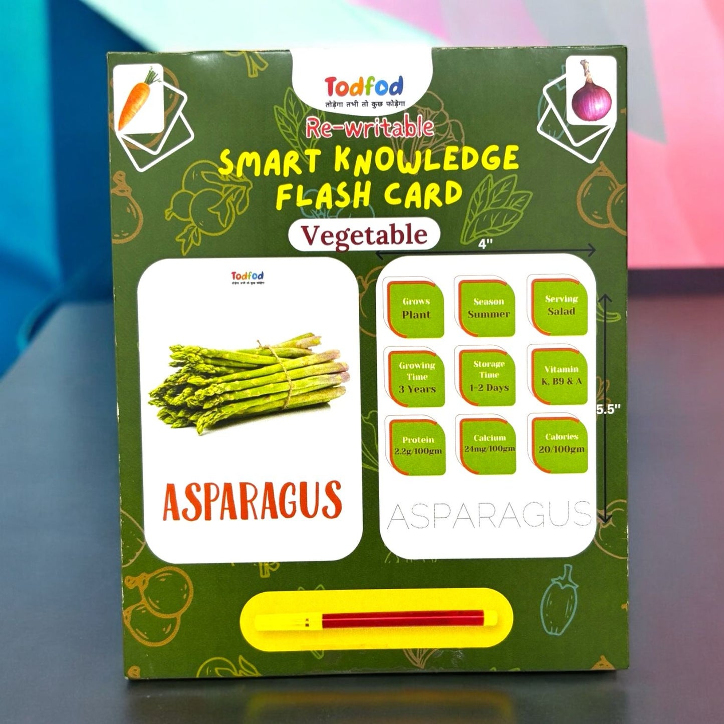 Todfod Flash Cards Combo Pack for Kids – Learn Vegetables