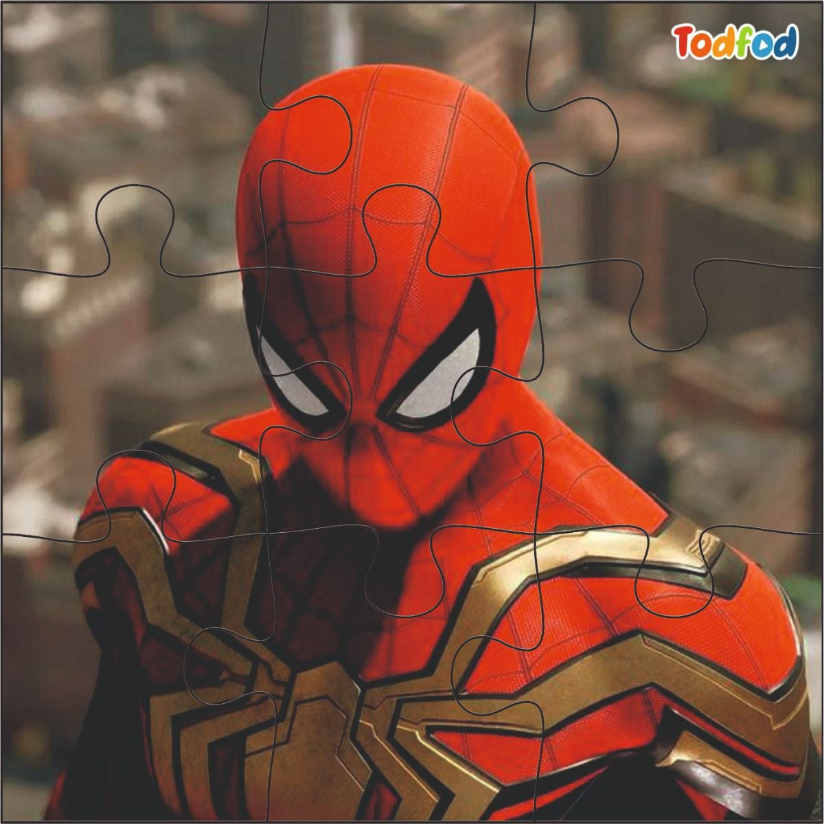 Spider-Man puzzle with a blurred background