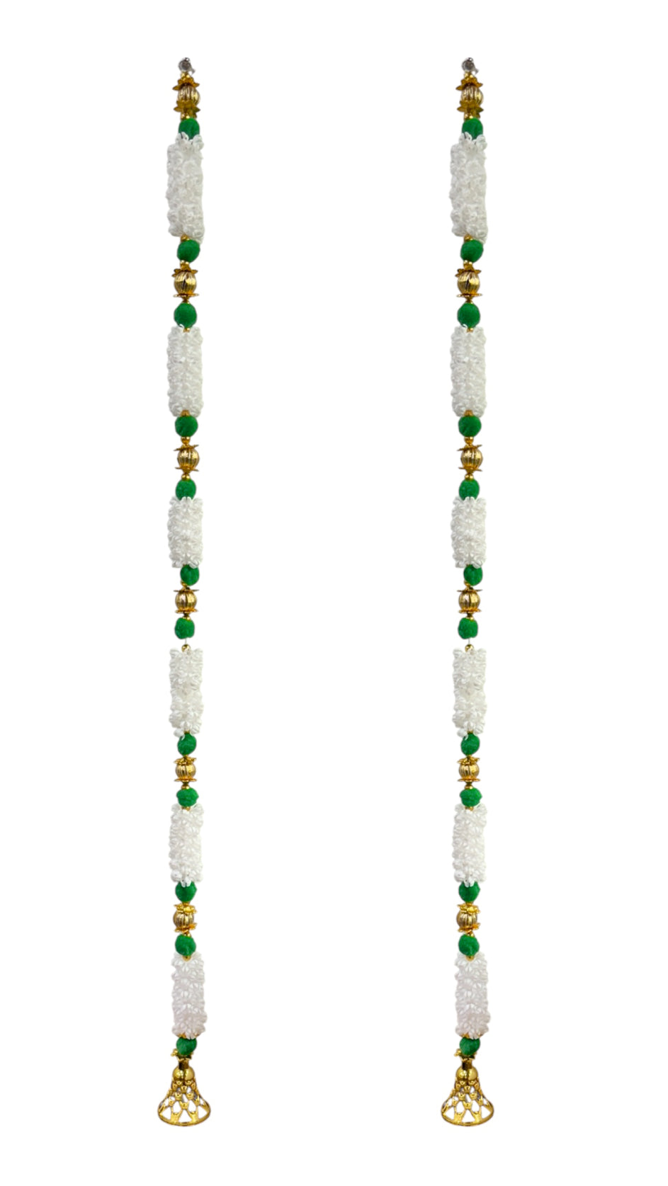 Smaran Mogra Golden Ball Latkan Set – Handmade Decorative Hanging Pair with Floral Accents & Golden Beads for Main Door, Mandir (Mogra Golden Ball Latkan Set Orange)