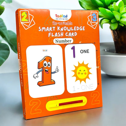 Todfod Re-writable Smart Knowledge Flash Cards for Kids, Educational Early Learning Toy for Toddlers, Preschool, Nursery, and Kindergarten (Alphabets, Numbers & Animals)