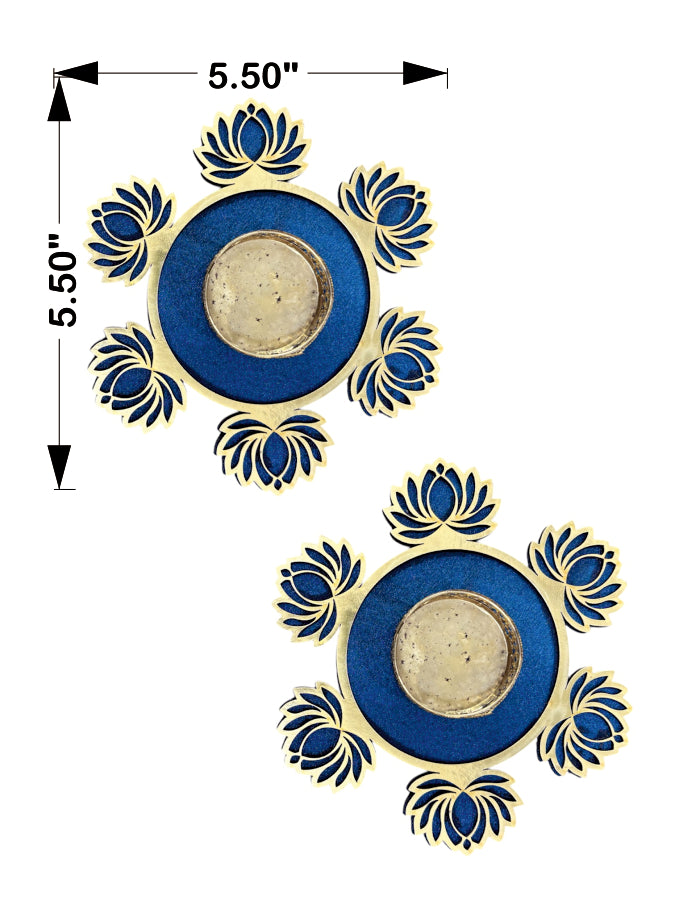Smaran Lotus Blossom Rangoli Tealight Holder Set of 2 – Handmade Decorative Candle Holder Pair with Traditional Lotus Design for Diwali, Navratri, Weddings, Pooja Room