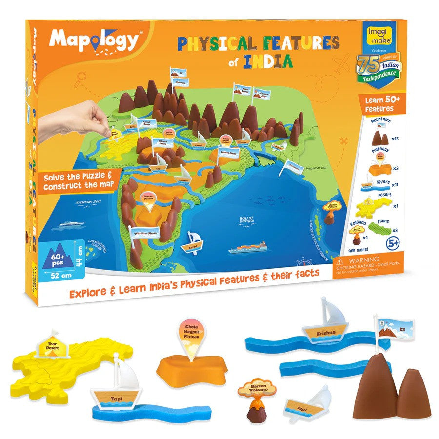 Imagimake Foam Mapology National Symbols Of India - Construction Set - Make 7 Models - Educational Toys For 5 Years+, 70 Pieces,Multicolor