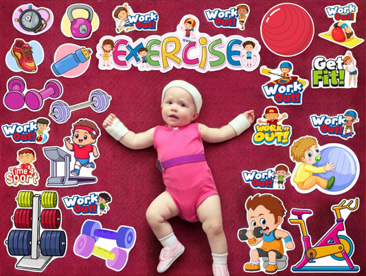 Todfod Gym Exercise Photo Booth Props for Kids, 23+ Fitness Cards for Healthy Lifestyle Photoshoot, Physical Activity Birthday Party, 20+ Themes Available