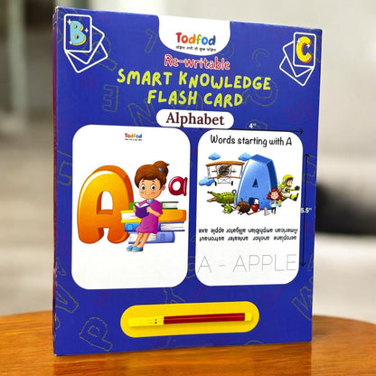 Todfod Re-writable Smart Knowledge Flash Cards for Kids, Educational Early Learning Toy for Toddlers, Preschool, Nursery, and Kindergarten (Alphabets & Animal )