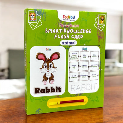 Todfod Re-writable Smart Knowledge Flash Cards for Kids, Educational Early Learning Toy for Toddlers, Preschool, Nursery, and Kindergarten (Alphabets , Animal & fruits)