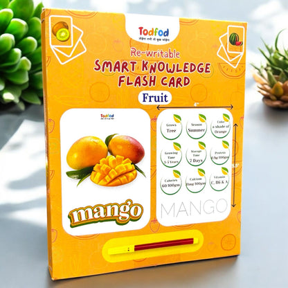 Todfod Re-writable Smart Knowledge Flash Cards for Kids, Educational Early Learning Toy for Toddlers, Preschool, Nursery, and Kindergarten (Alphabets , Animal & fruits)