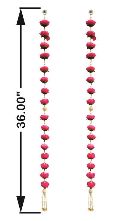 Smaran Handmade Peony Rose & Beaded Floral Latkan – Artificial Flower Tassel for Mandir Decoration, Festive Door Hanging, Wedding Backdrop, Home Temple Decore (Peony Rose & Beaded Floral Latkan)