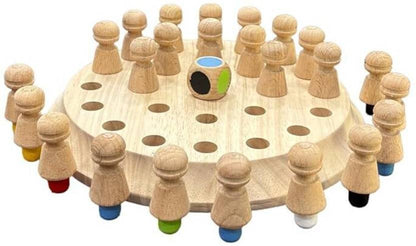 Wooden game board with pegs on a white background